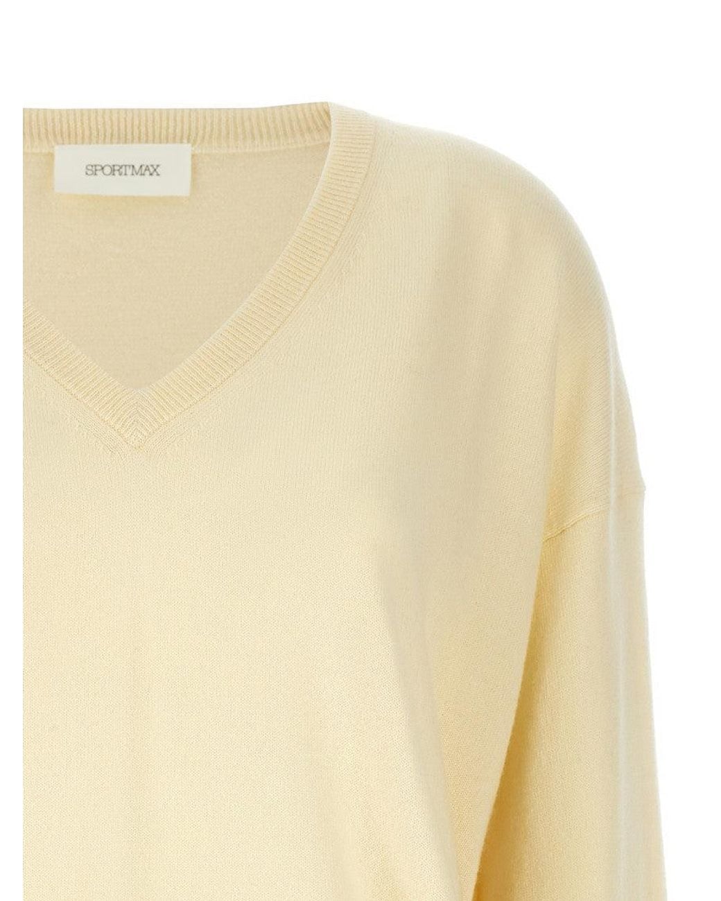 Sportmax Yellow Light Solid V Neck Sweater