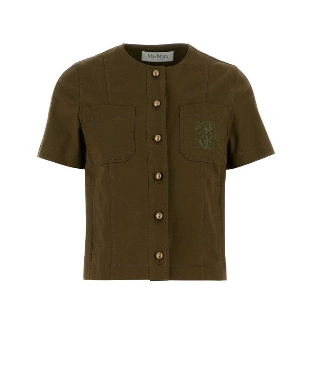 Max Mara Green Logo Round Neck Jacket