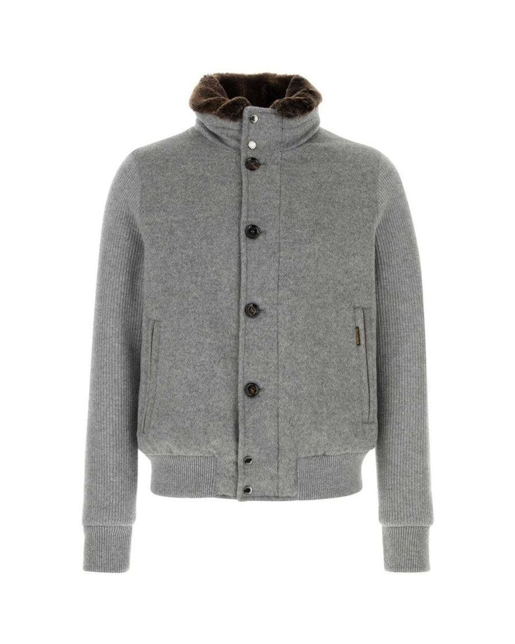 Moorer Gray Mock Collar Jacket for men