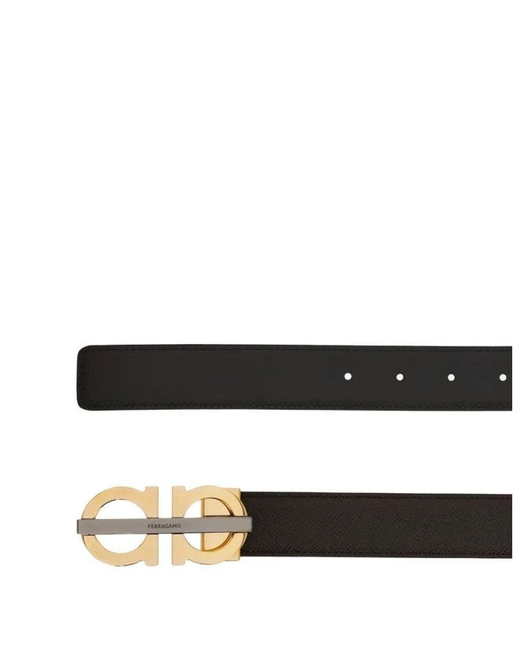 Ferragamo White Logo Buckle Textured Belt for men