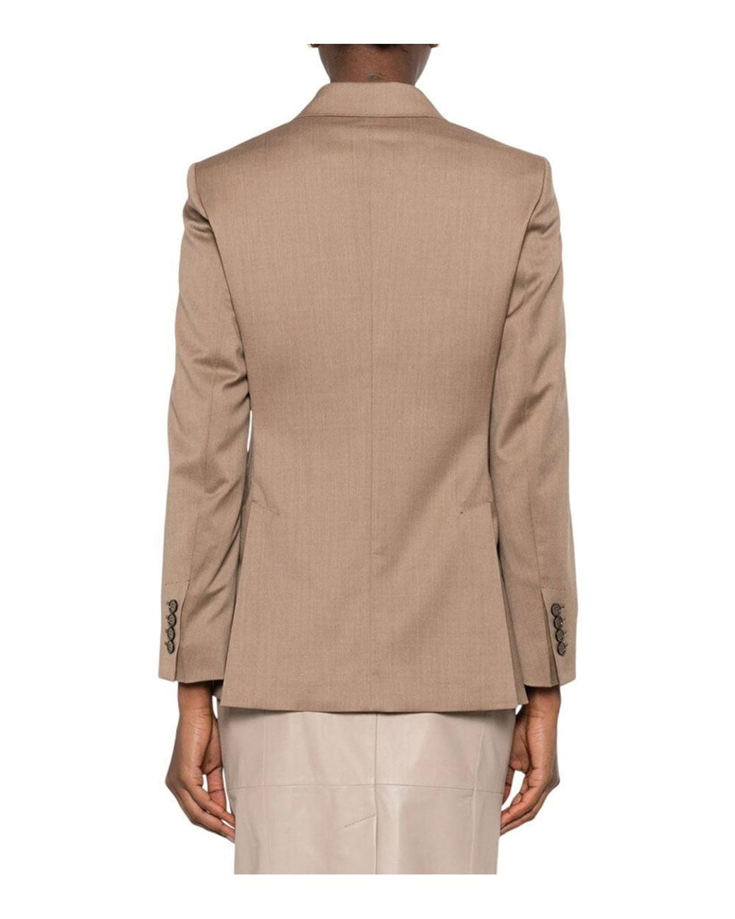 Max Mara Brown Solid Notched Lapel Blazer