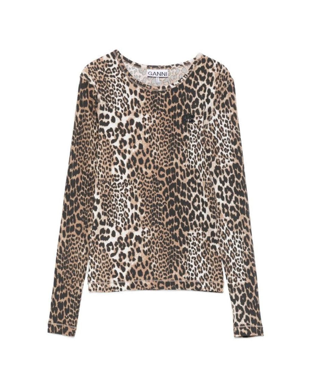 Ganni Multicolor Animal Print Round Neck T-Shirt