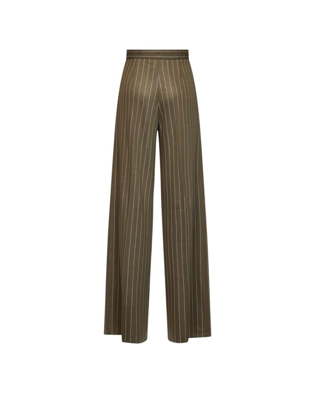 Max Mara Natural Flared Pleated Pants