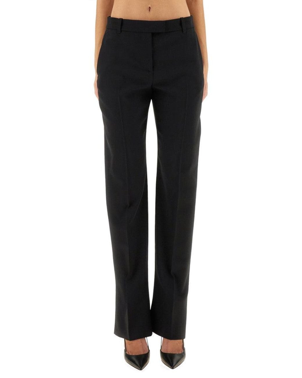 McQueen Black Straight Flat Front Pants