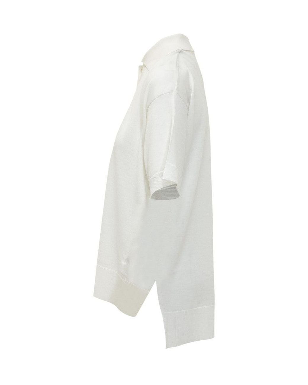AMI White Solid Shirt Collar Polo