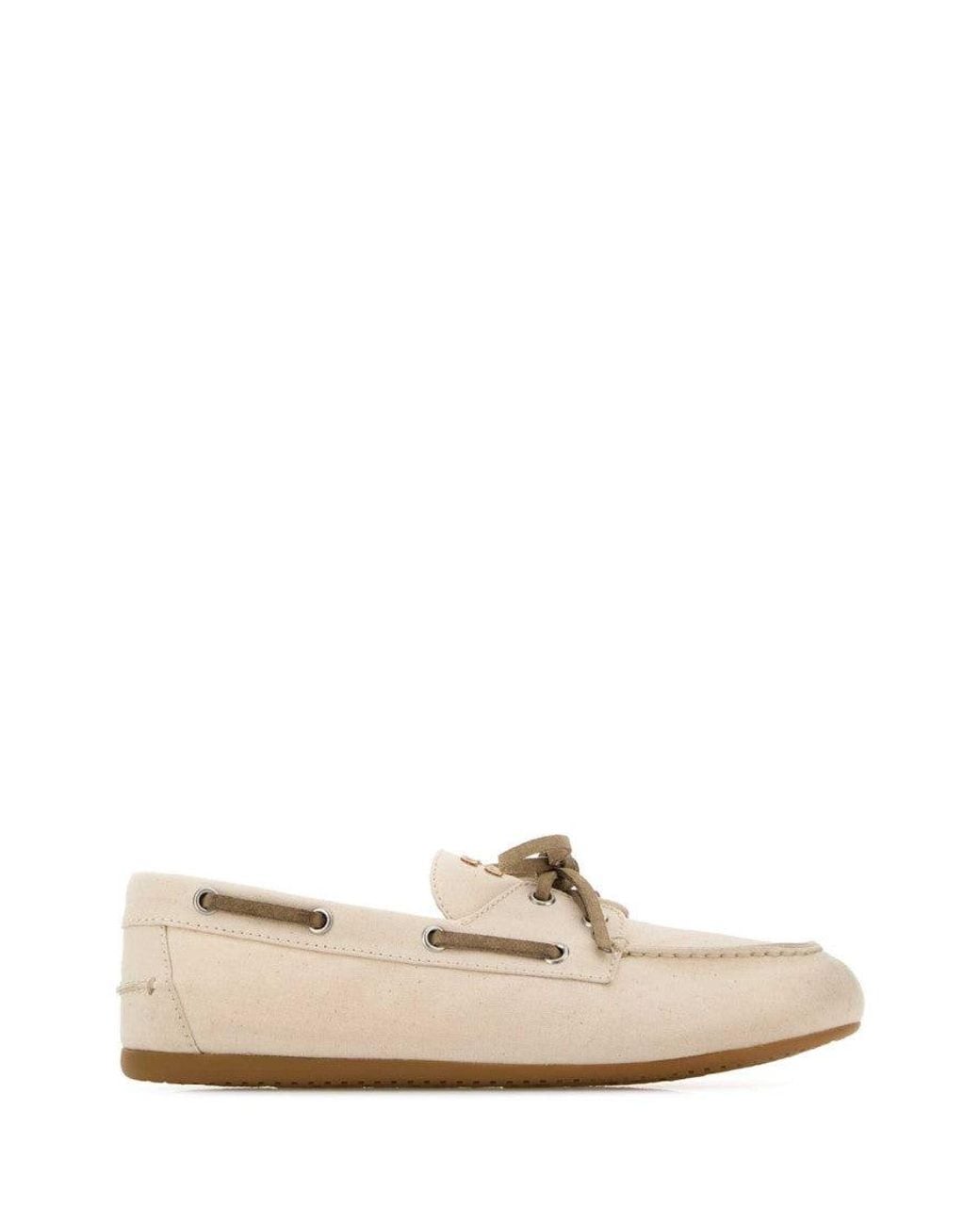 Miu Miu White Miu Miu Canvas Lace-Up Loafer