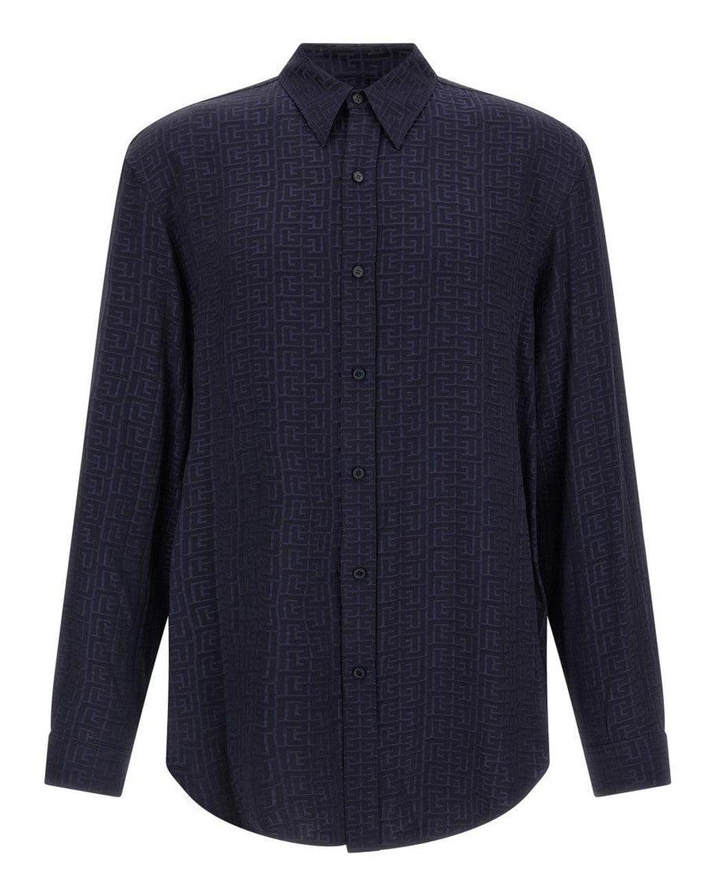 Balmain Blue Jacquard Monogram Shirt Shirt And Blouse for men