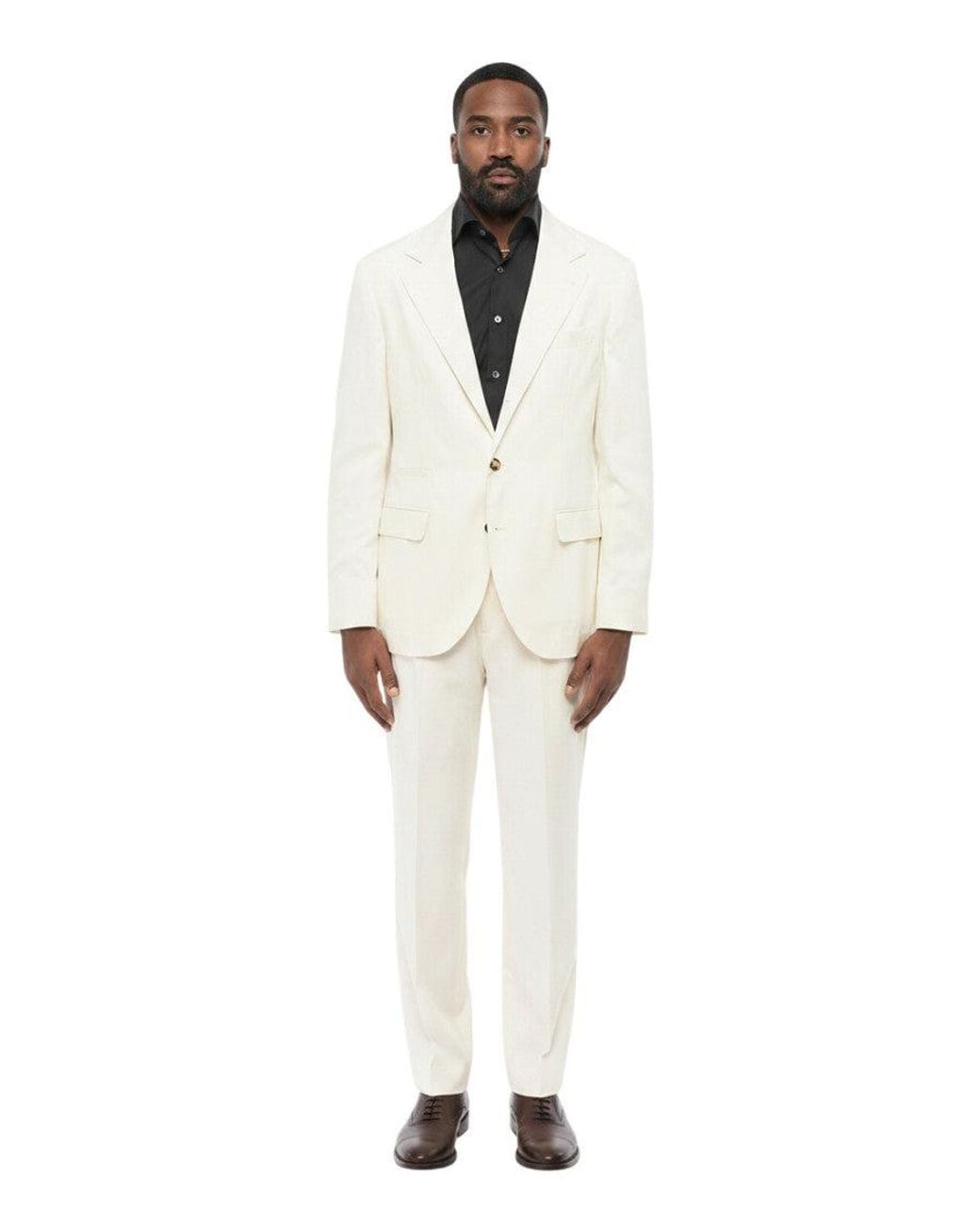 Brunello Cucinelli White Notched Lapel Blazer for men