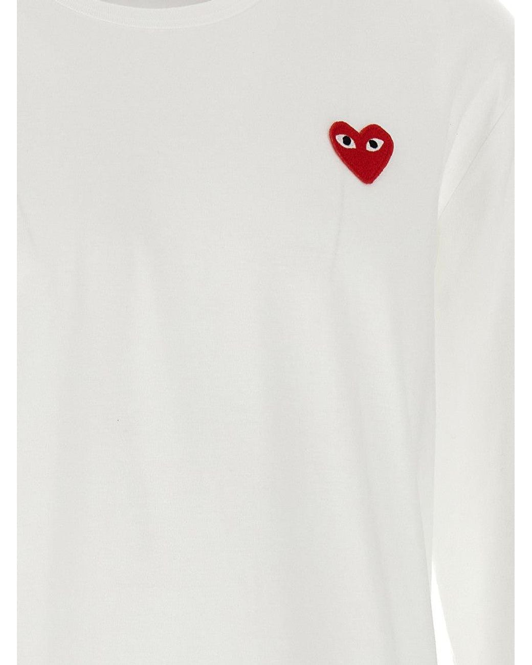 Comme des Garçons White Logo Patch Cotton T-Shirt for men
