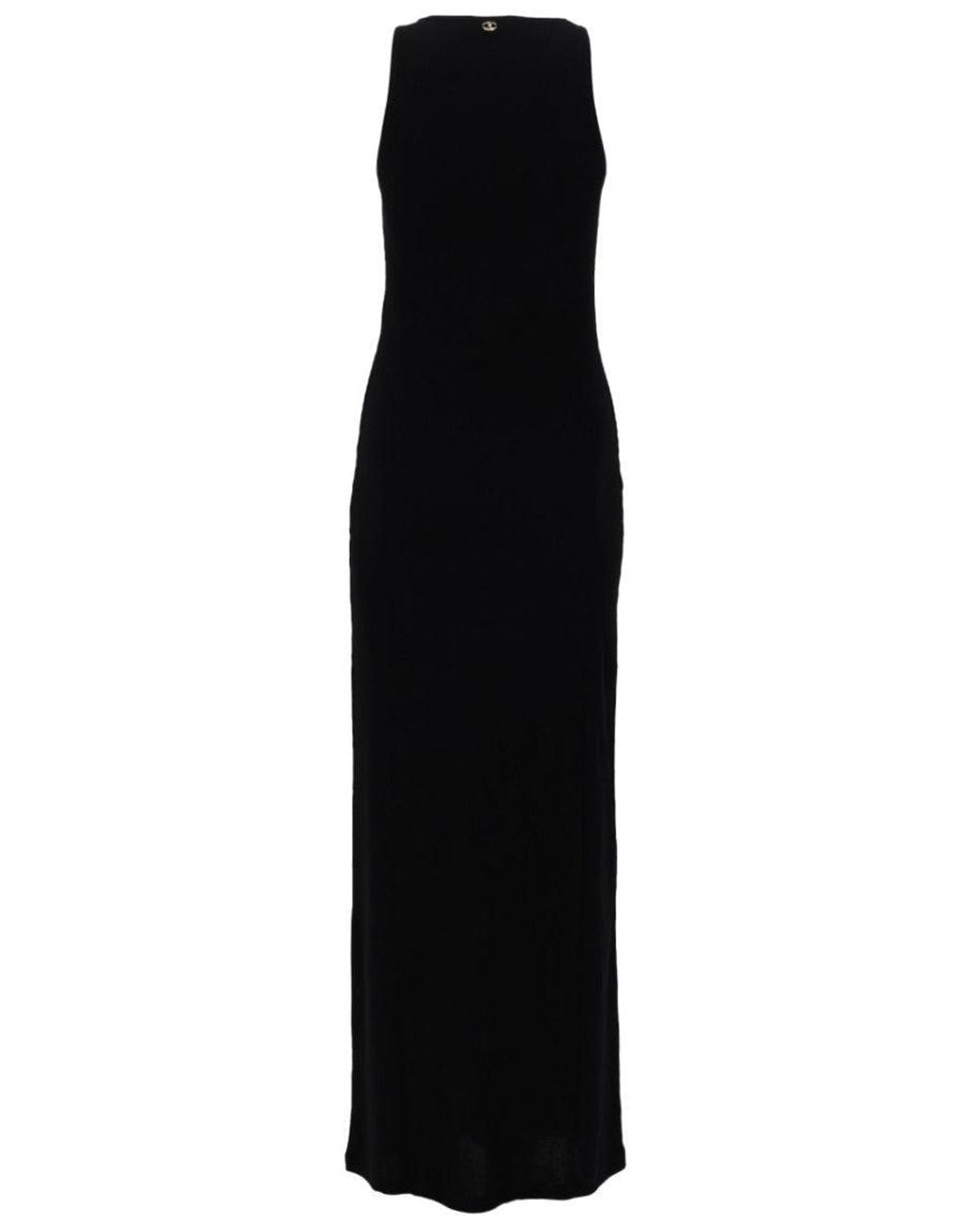 Rabanne Black Embellished Round Neck Maxi Dress