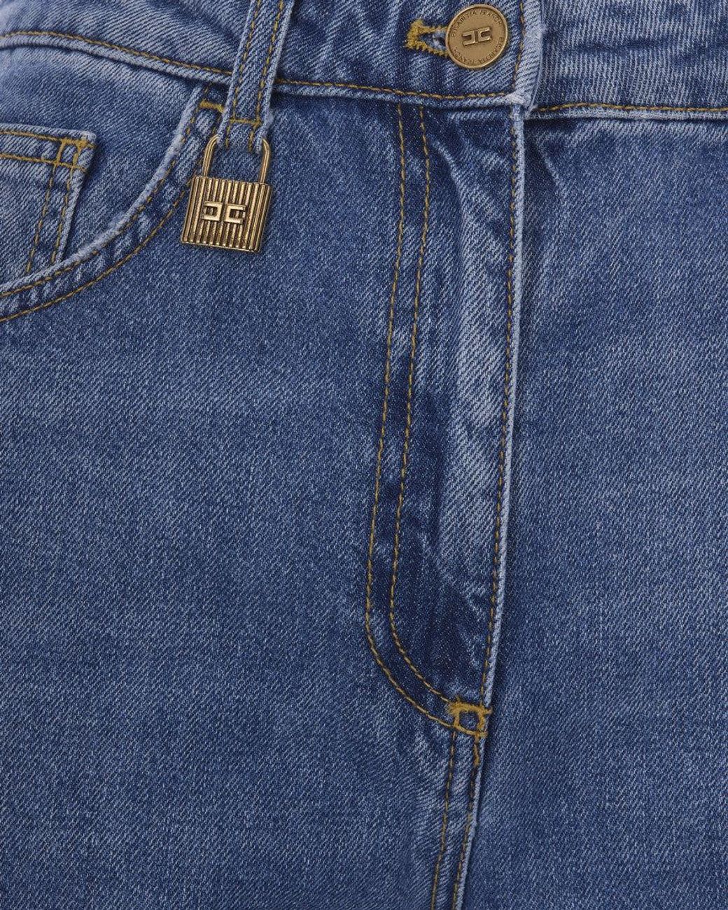 Elisabetta Franchi Blue Straight High Rise Jeans