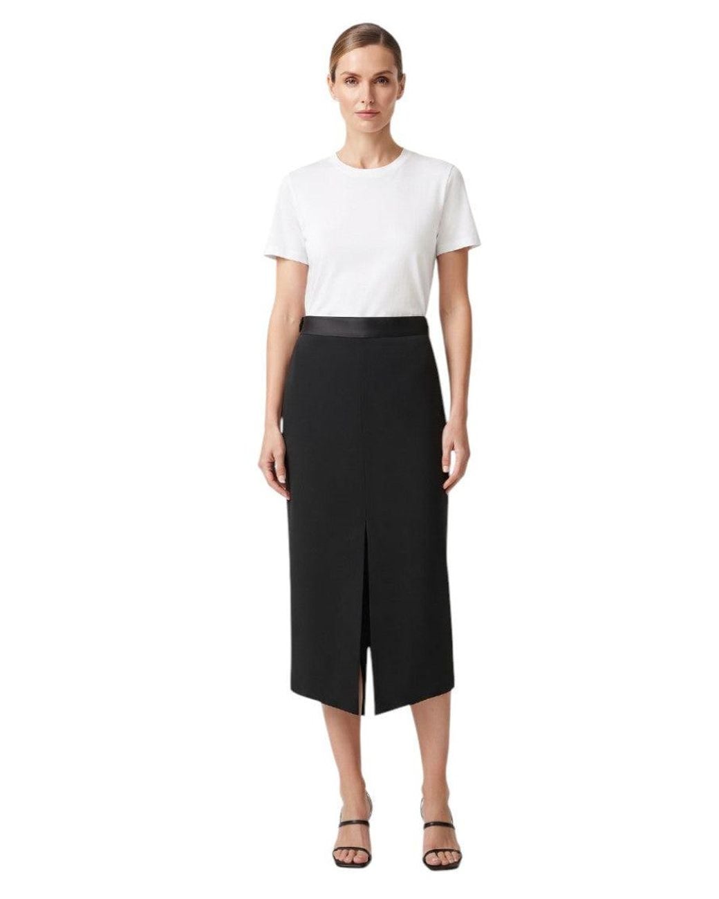 Tom Ford White Solid Midi Skirt