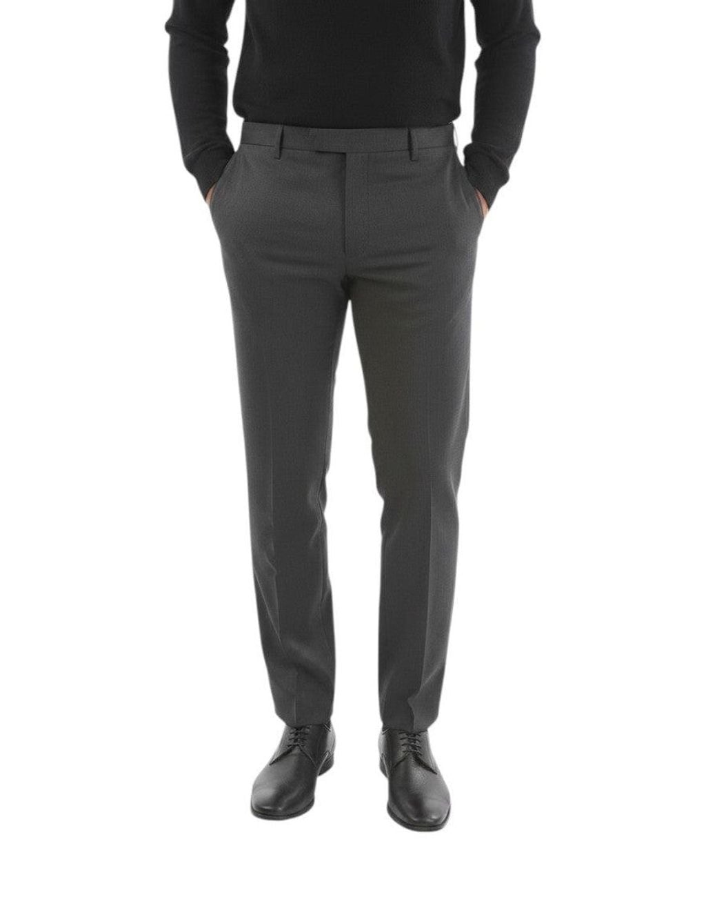 Corneliani Black Flat Front Trousers for men