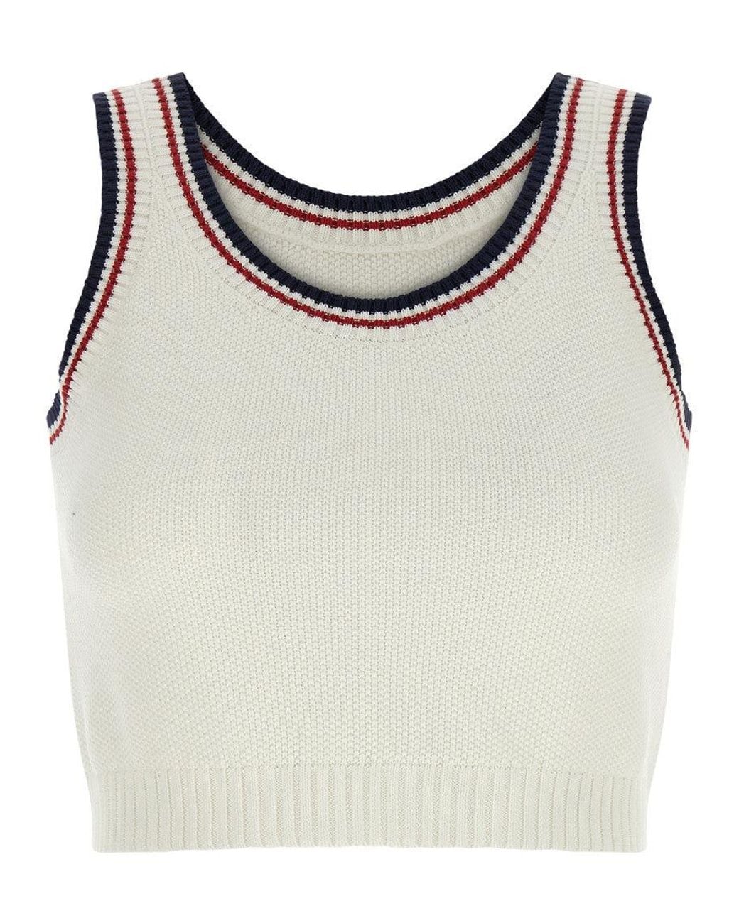 Brunello Cucinelli Gray Stripes Round Neck Top