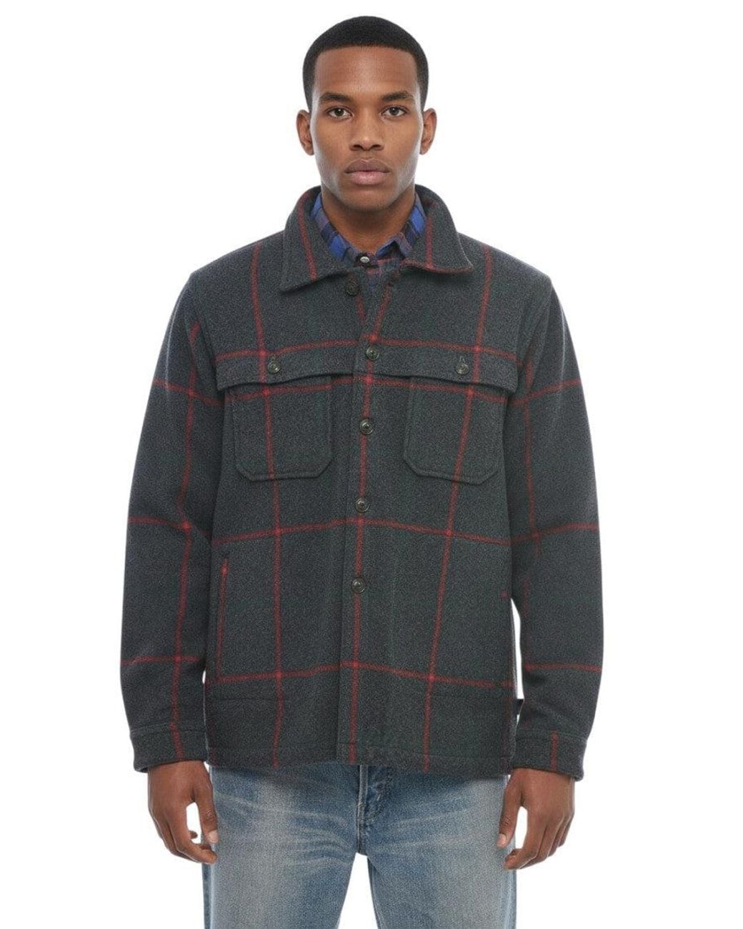Woolrich Gray Regular Check Overshirt for men