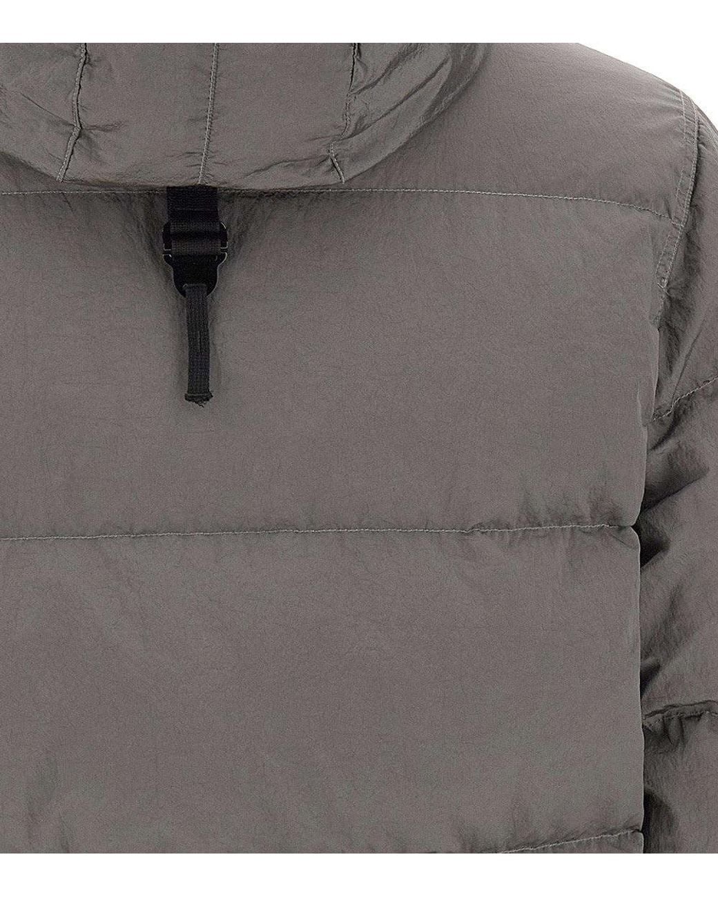 Stone Island Gray Quilted Hood Jacket for men