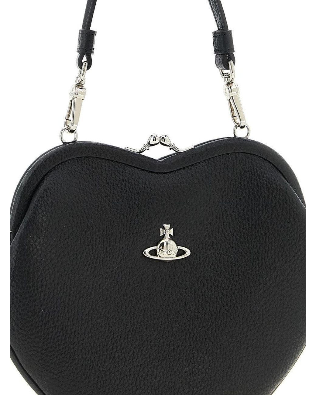 Vivienne Westwood Black Belle Heart Frame Small Crossbody Bag