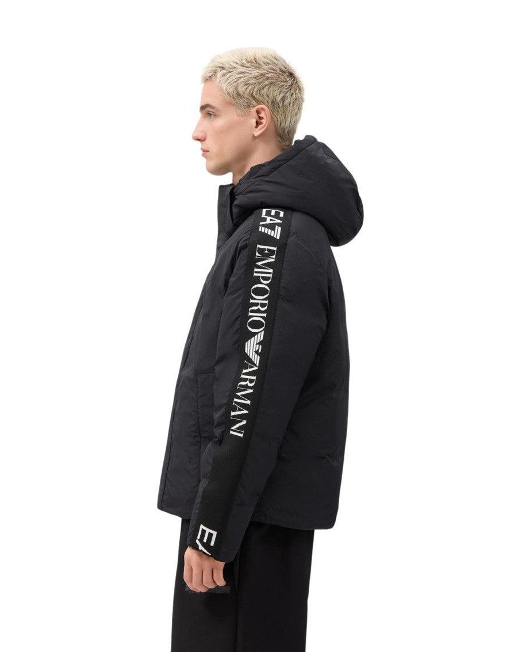 EA7 Blue Logo Hood Jacket for men