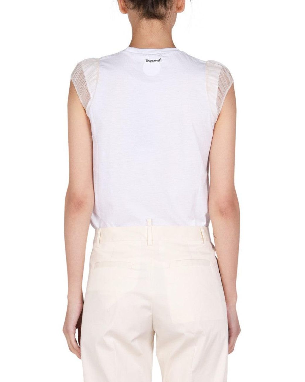 DSquared² White Graphic Crew Neck T-Shirt