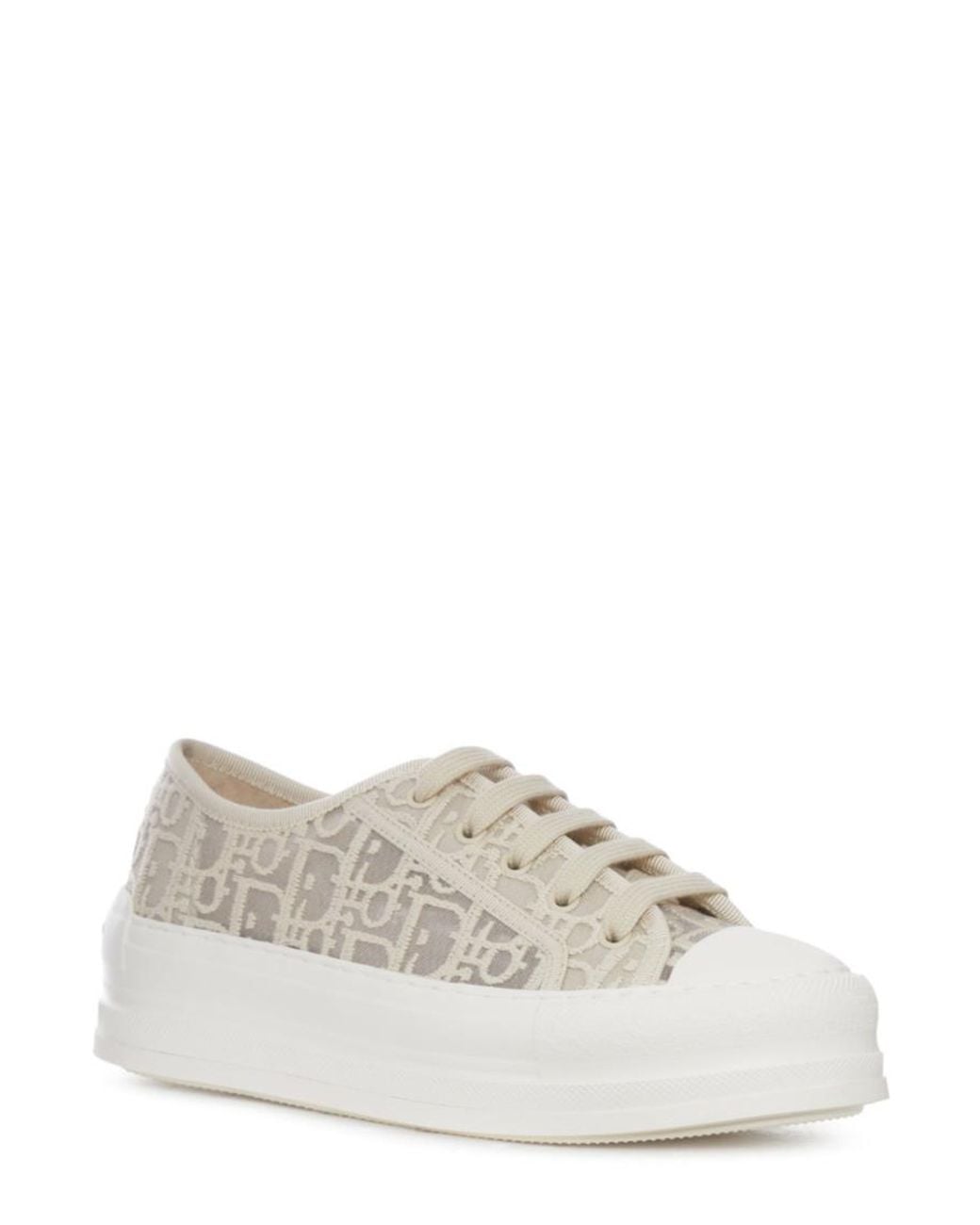 Dior White Ecru Logo Sneakers