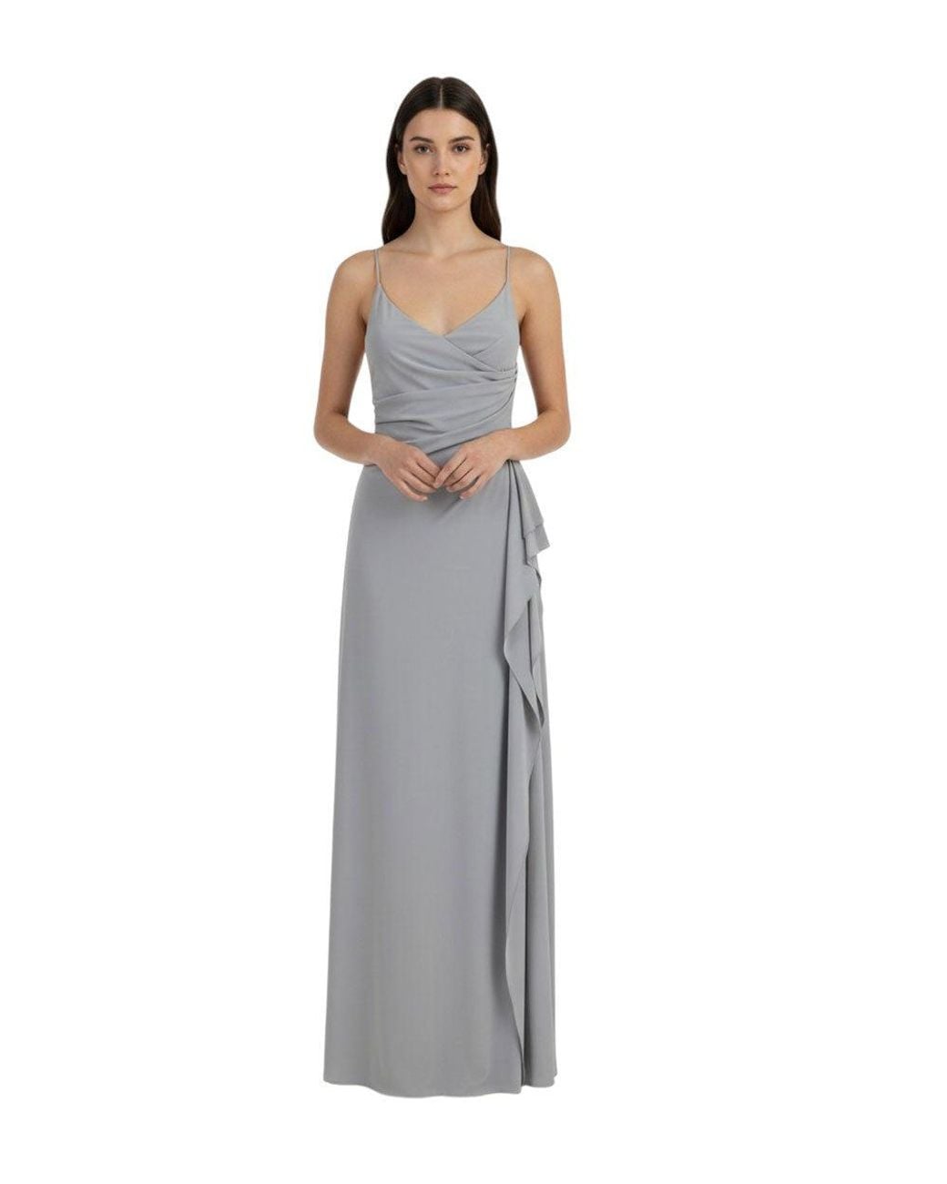 Versace Gray V Neck Maxi Dress