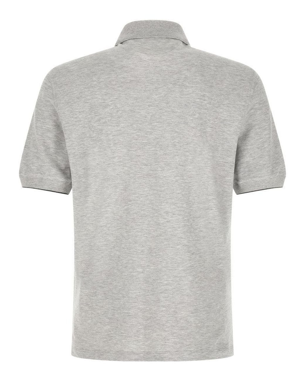 Brunello Cucinelli Gray Embroidery Logo Polo for men