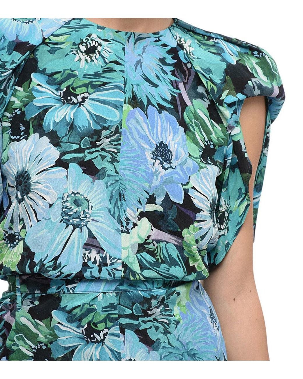 Stella McCartney Blue Sky Floral Crew Neck Mini Dress