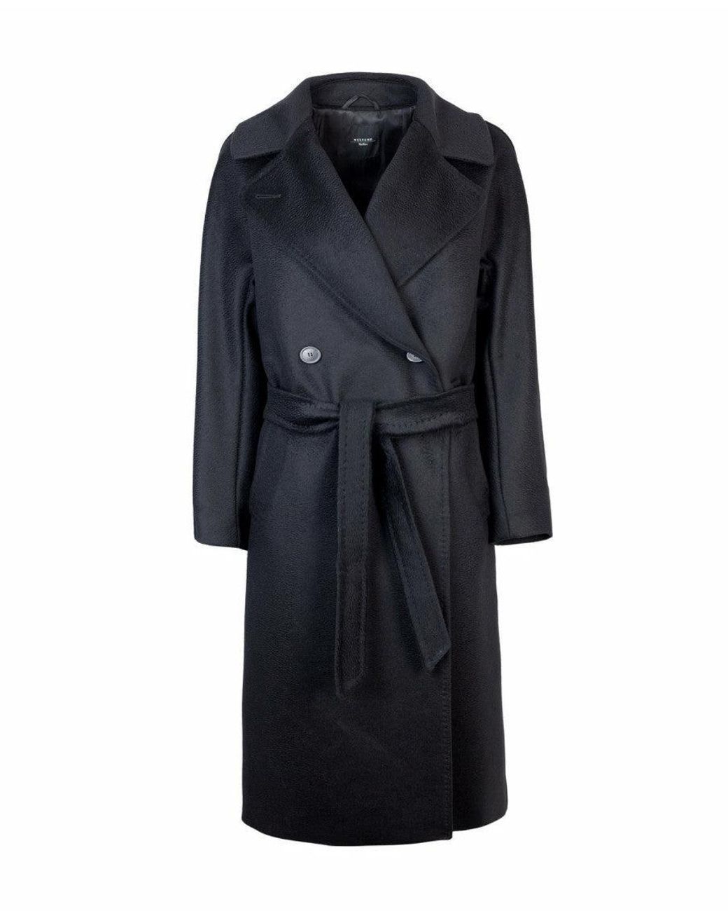 Weekend by Maxmara Blue Solid Notched Lapel Trench Coat