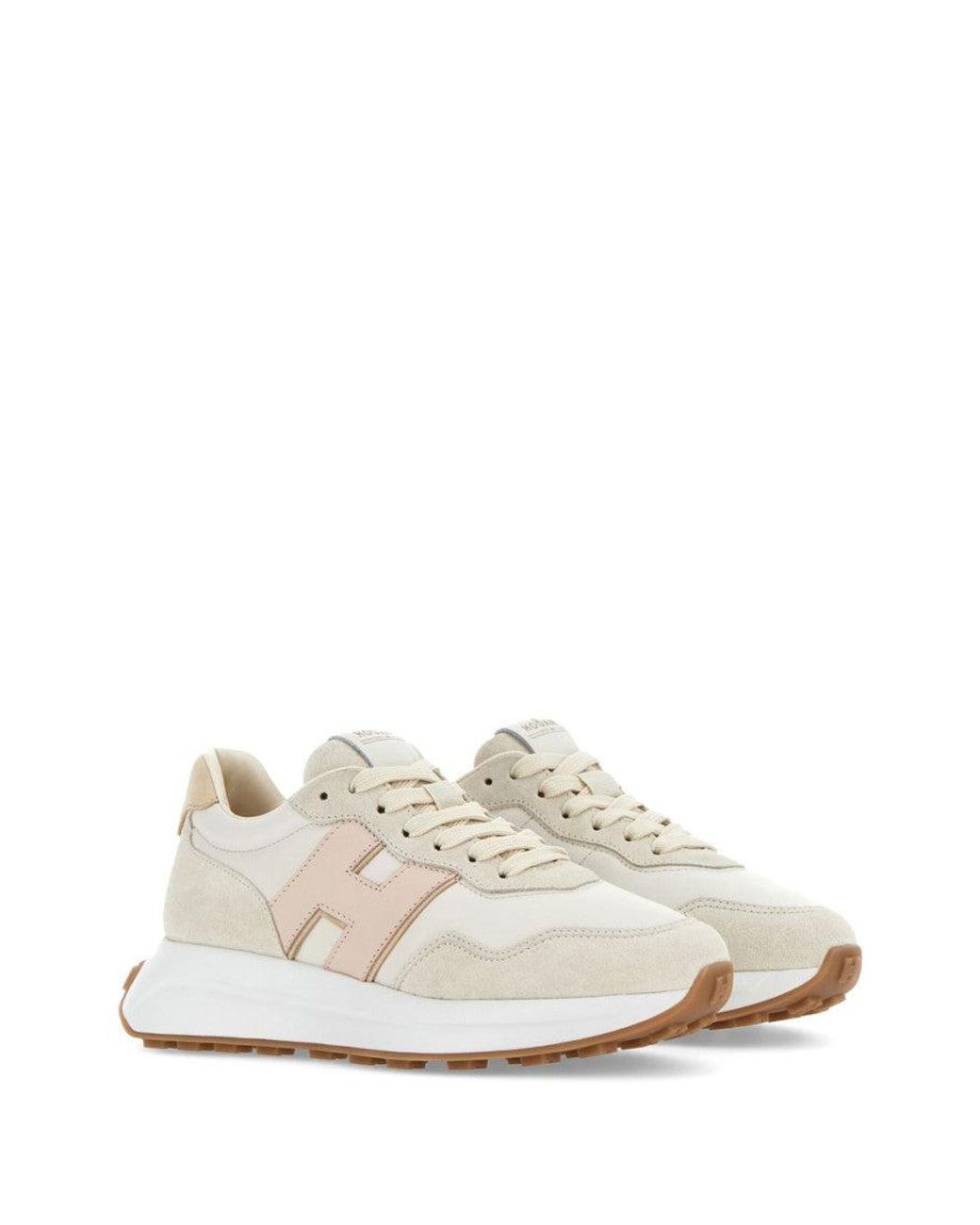 Hogan White Color Block Sneakers