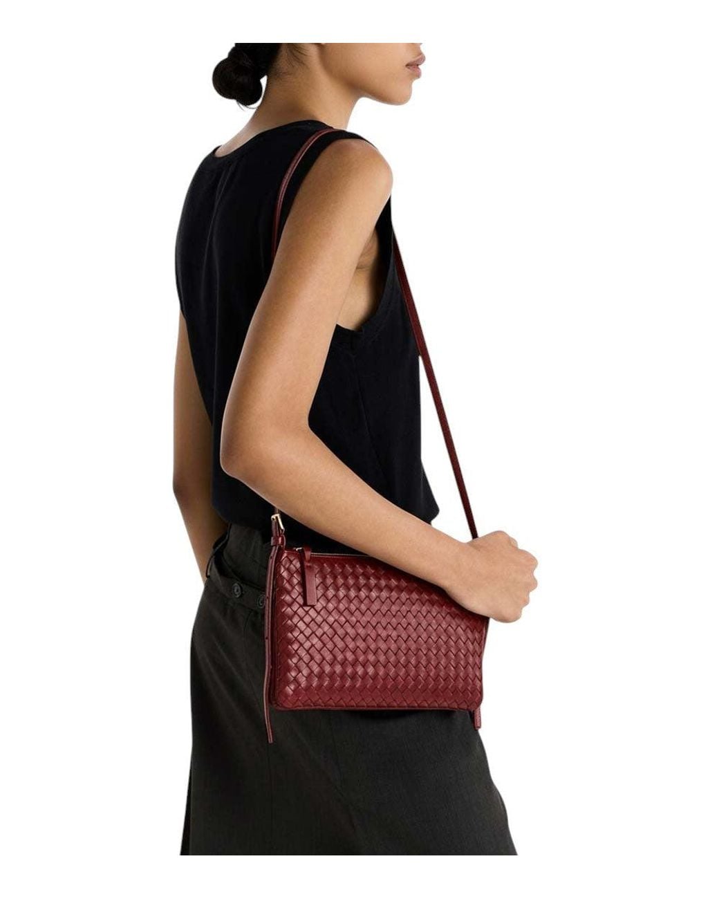 Bottega Veneta Purple Intrecciato Piccolo Medium Crossbody Bag