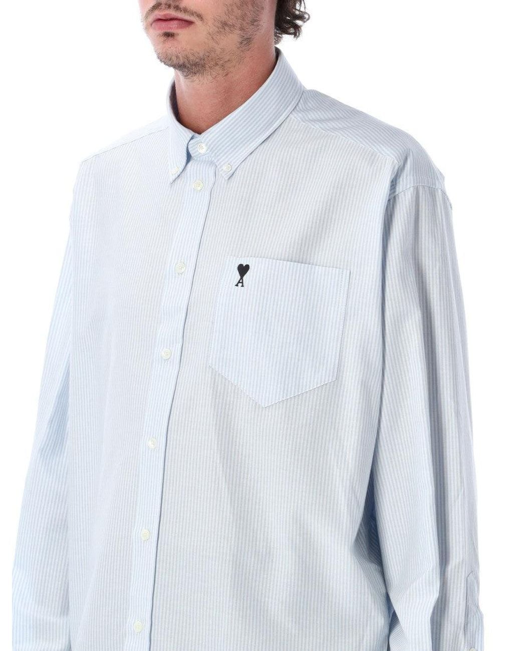 AMI Gray Light Stripes Shirt for men