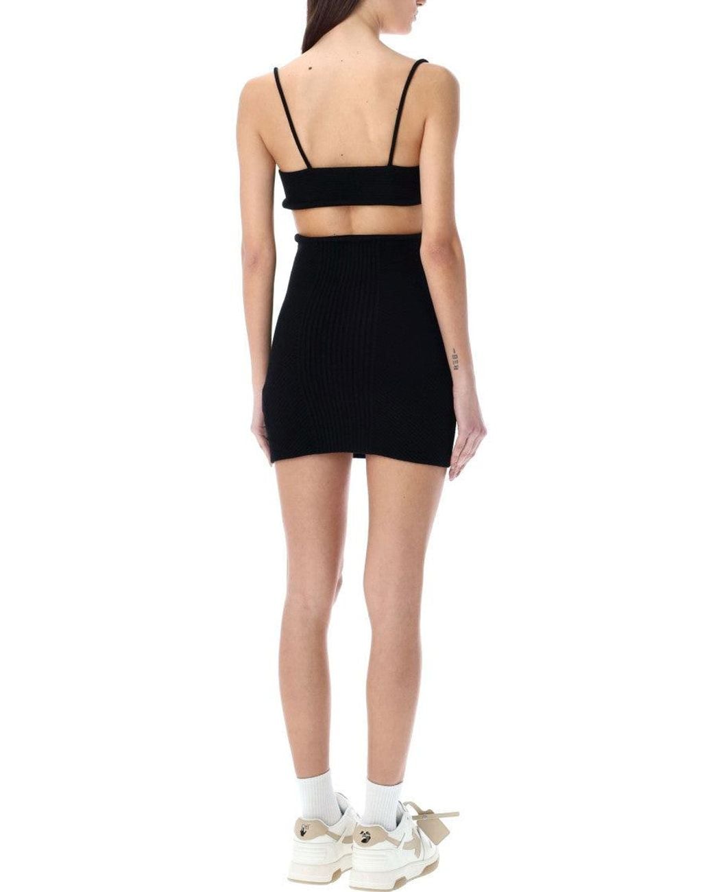 Off-White c/o Virgil Abloh Black Cut-Out Ribbed-Knit Minidress