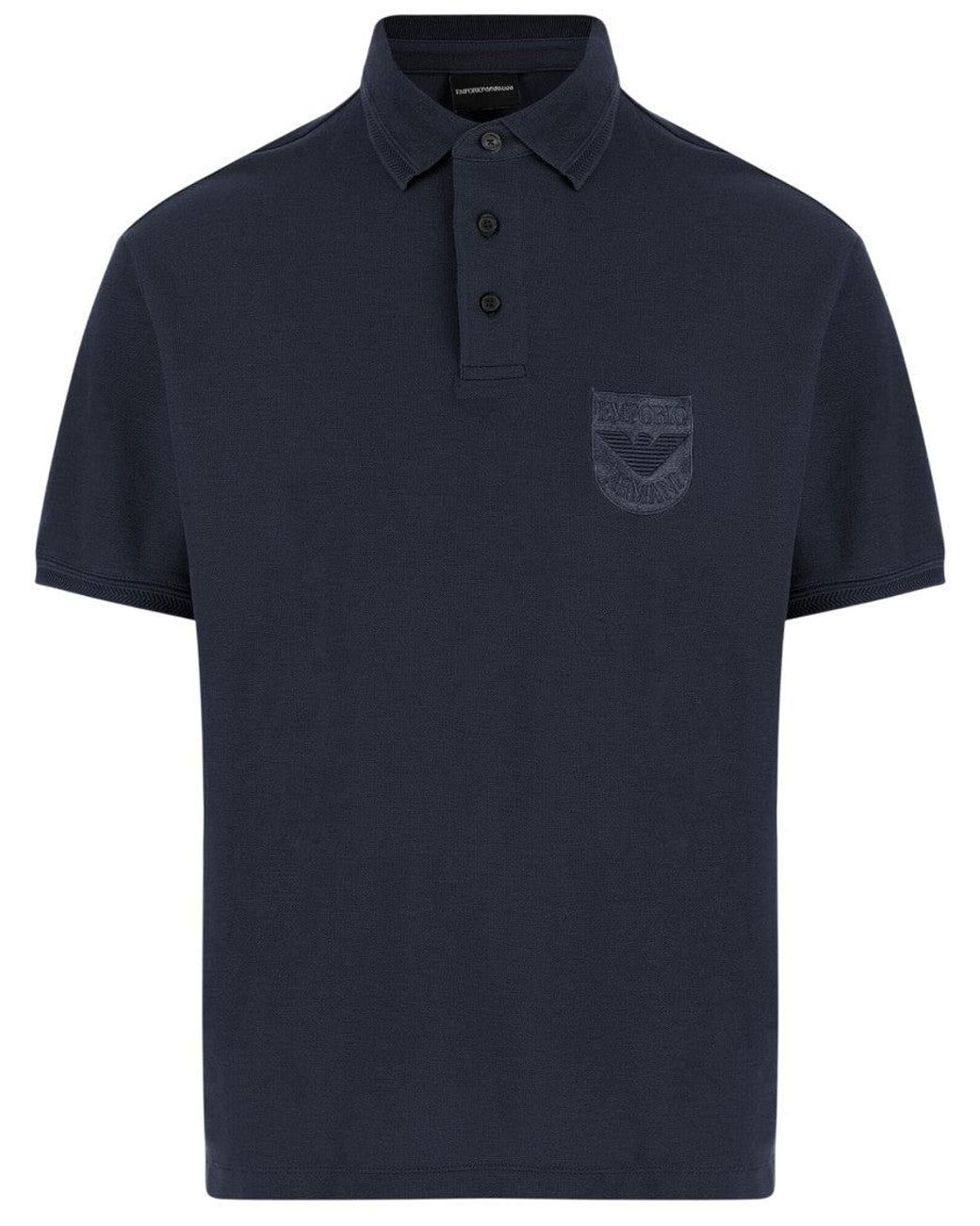 Emporio Armani Blue Shirt Collar Polo for men