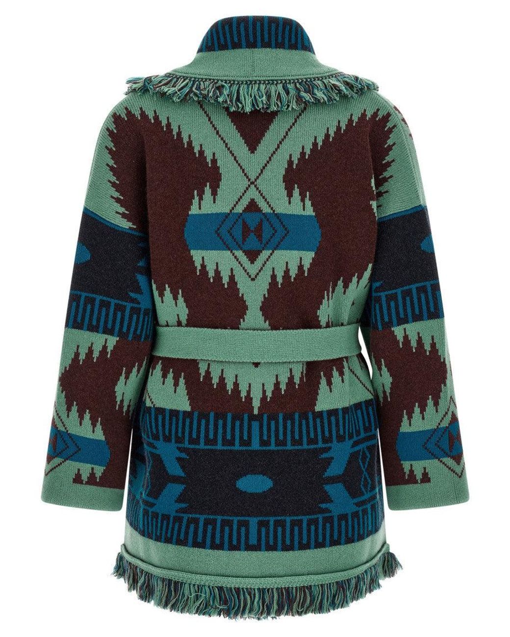 Alanui Green Dark Shawl Neck Cardigan