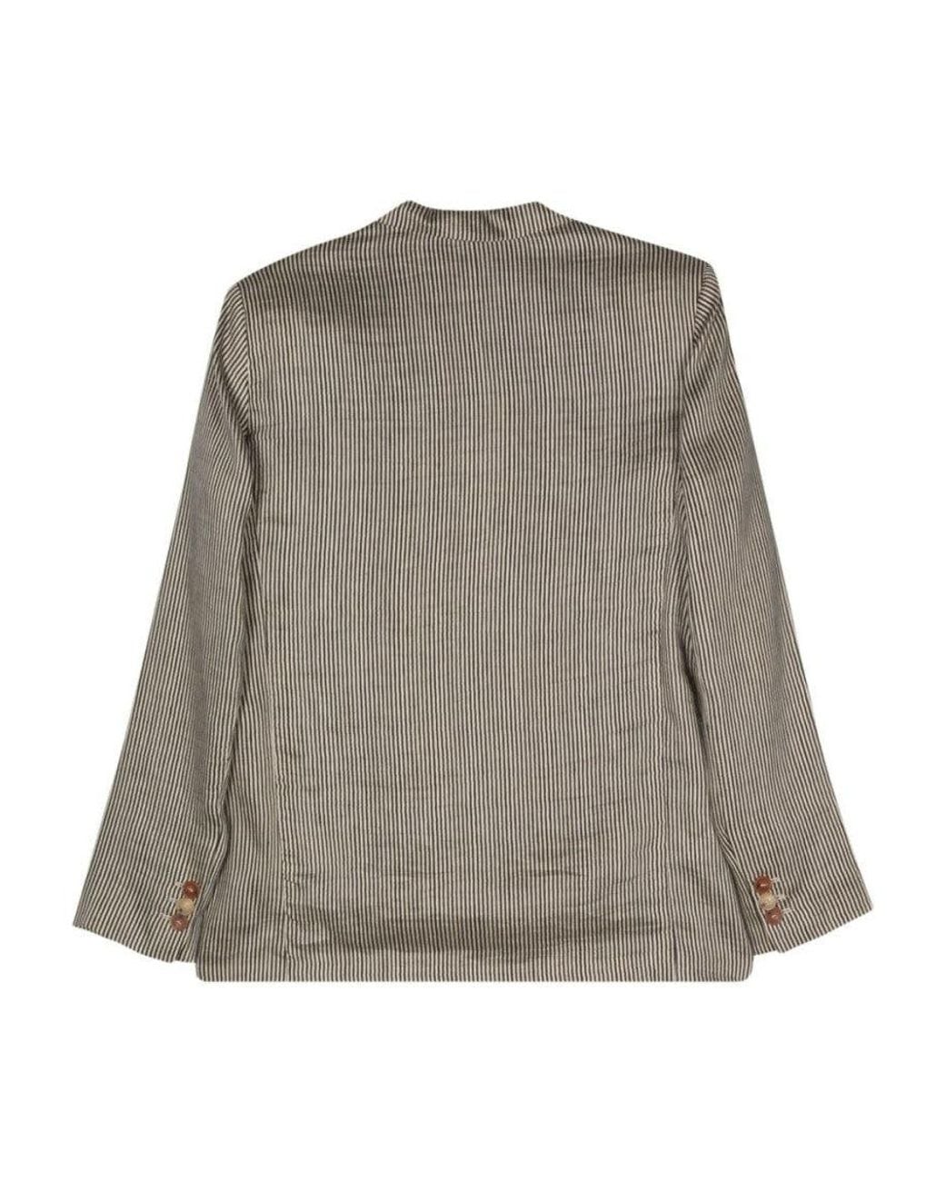 Alysi Gray Striped Single-Breasted Jacket