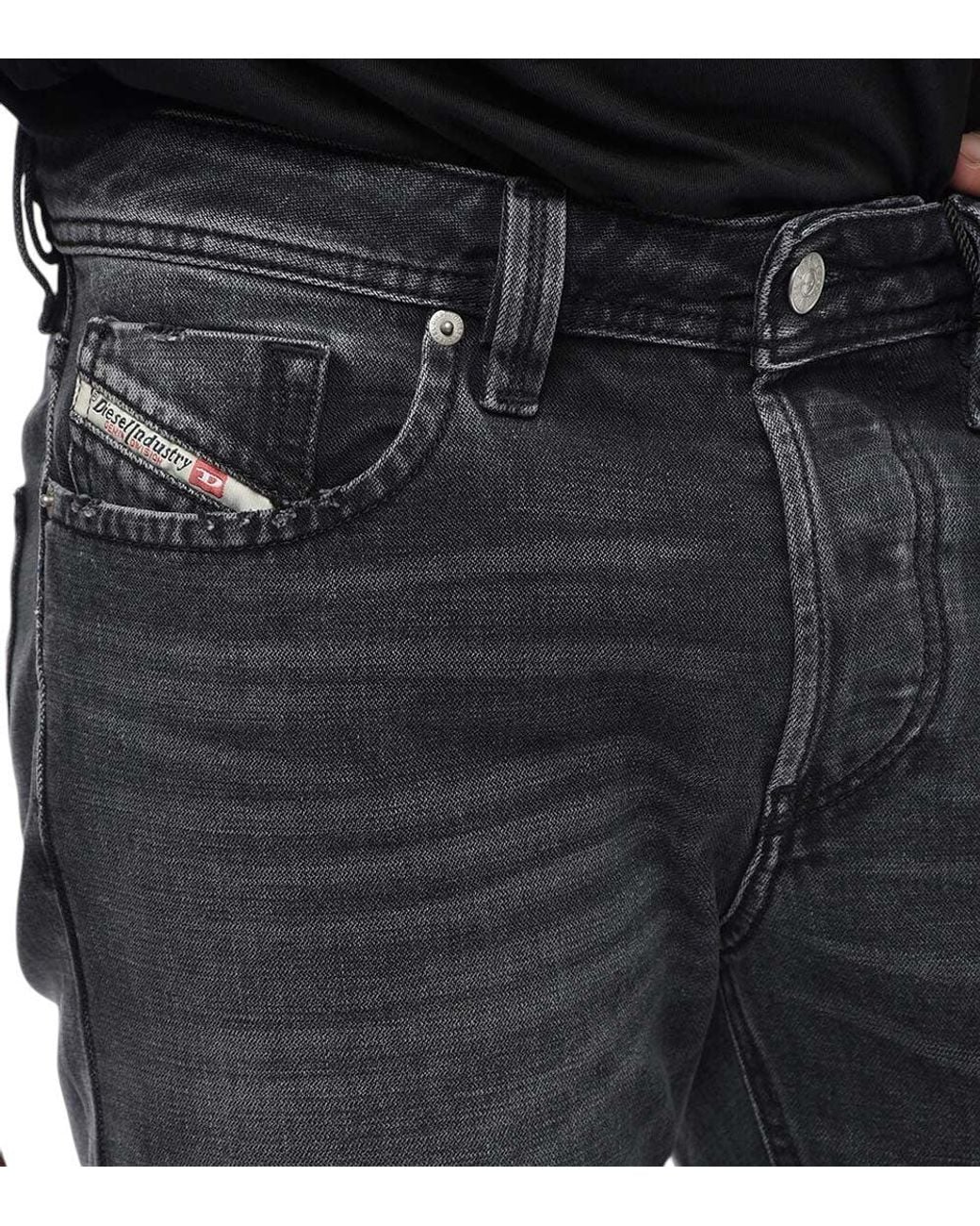 DIESEL Black Straight Mid Rise Jeans for men