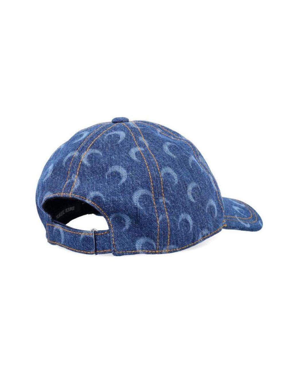 MARINE SERRE Blue Denim Printed Baseball Cap