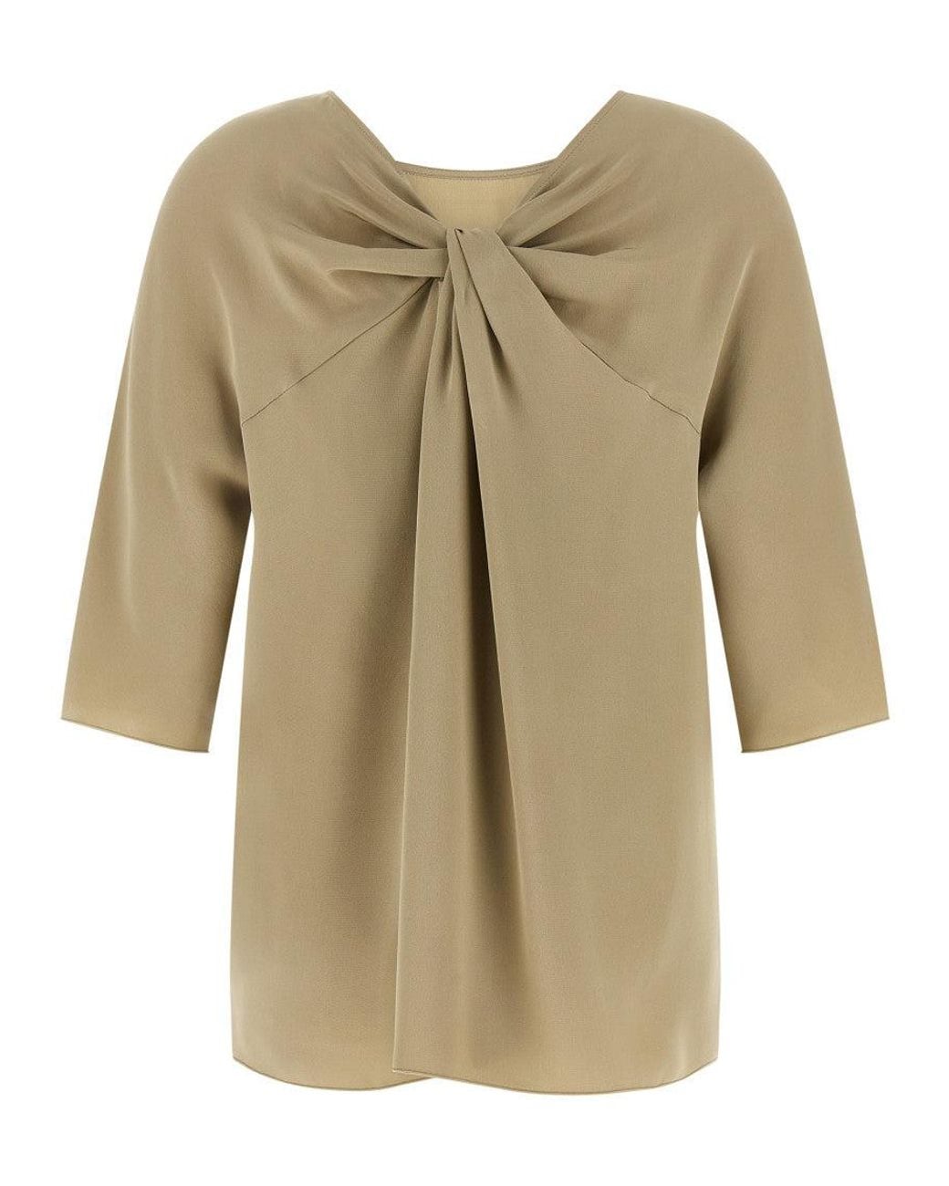Max Mara Natural Solid Round Neck Top