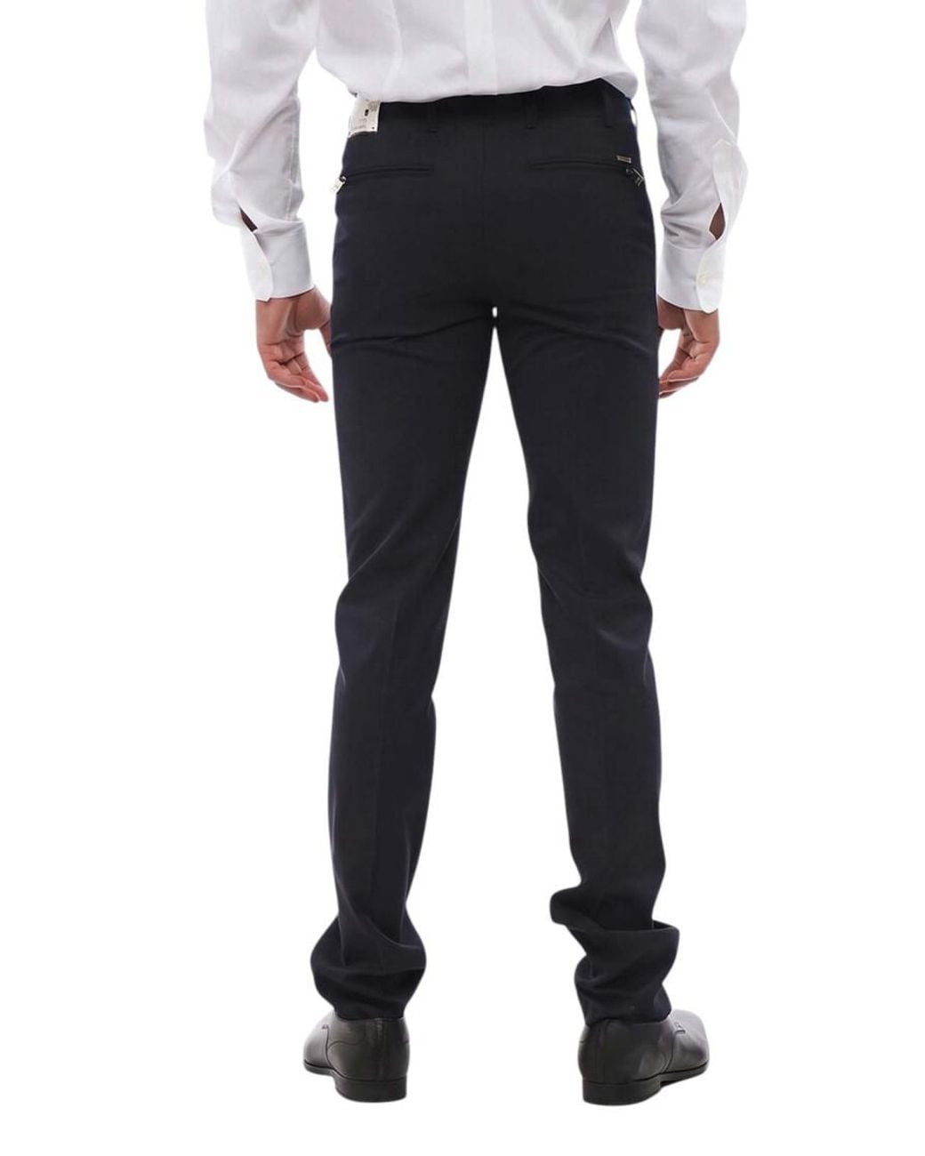 Corneliani Blue Dark Flat Front Pants for men