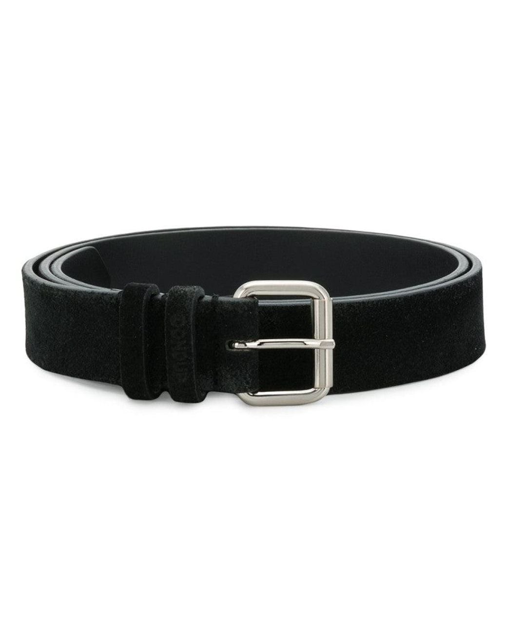 Dondup Black Textured Buckle Belt for men