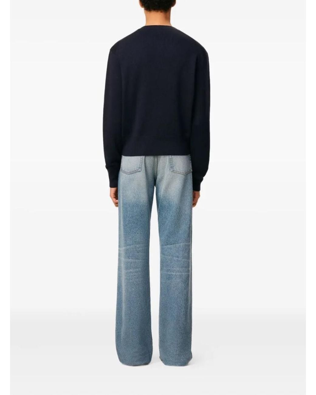 AMI Blue Crew Neck Logo Sweater for men