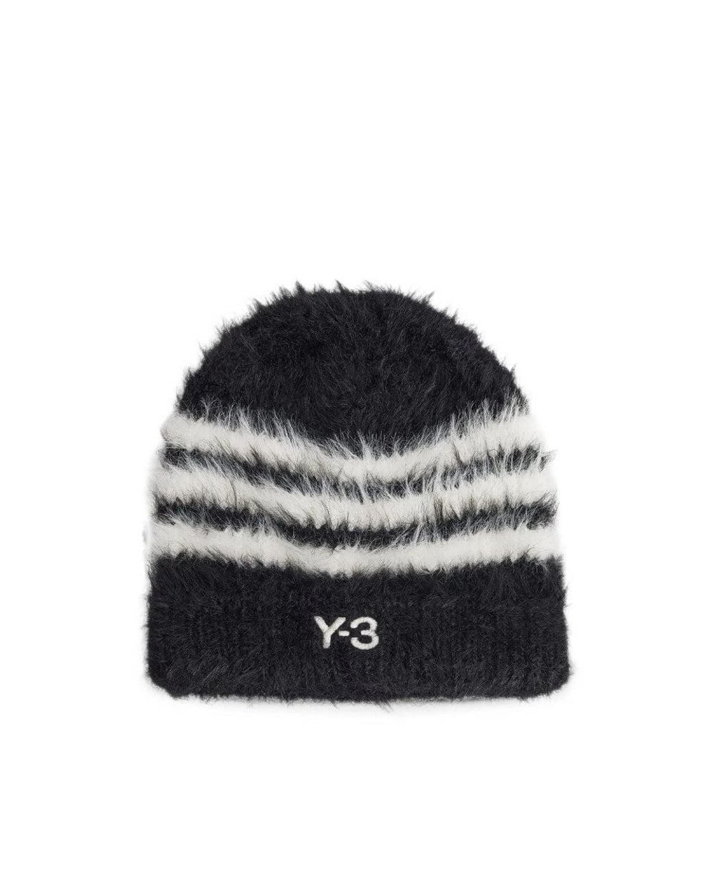Y-3 Black Stripes Beanie Cap for men