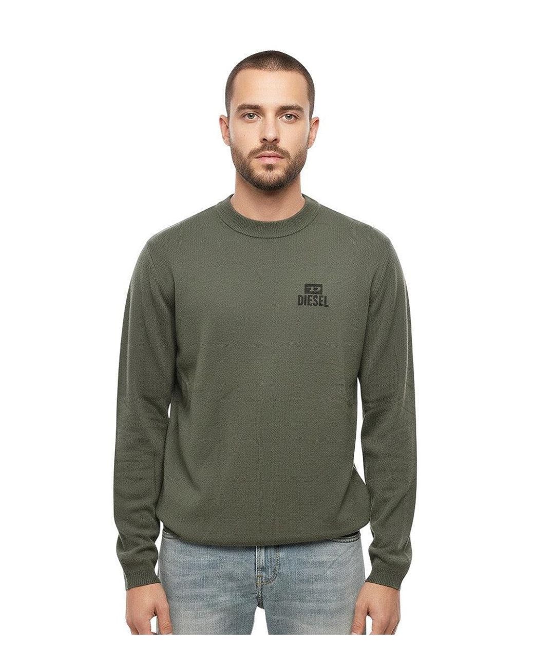 DIESEL Green Crew Neck Sweater for men