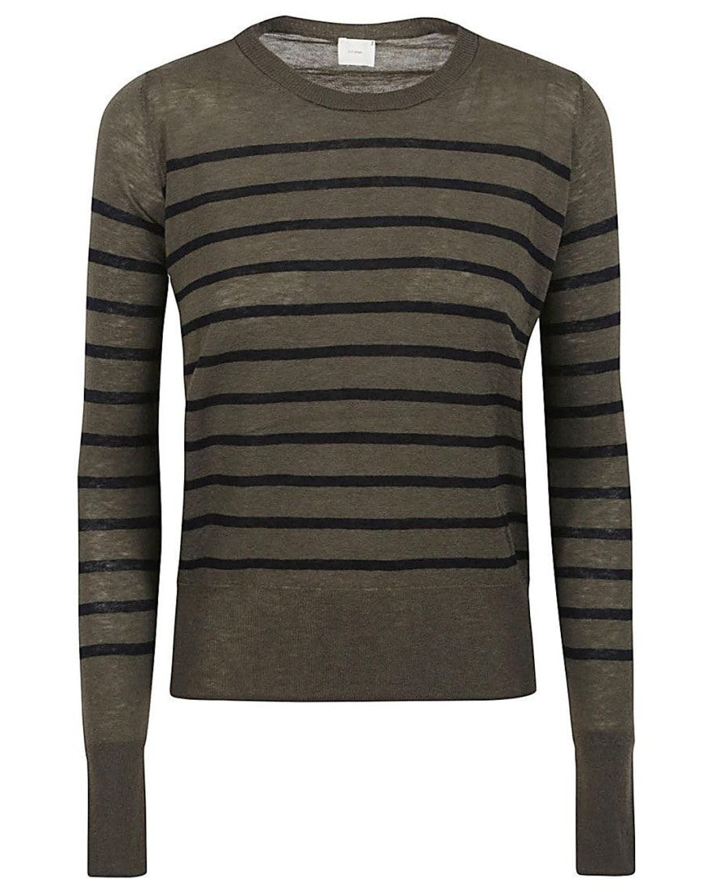 C.t. Plage Gray Khaki Wool Striped Sweater