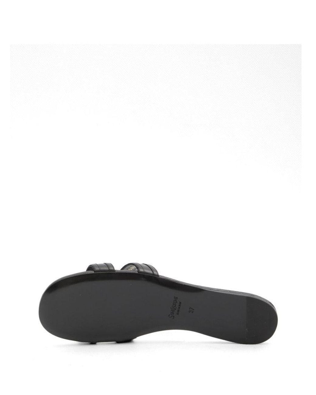 Saint Laurent White Mabrouka Leather Flat Sandals