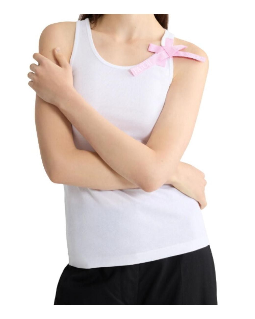 Patou White Bow Round Neck Top