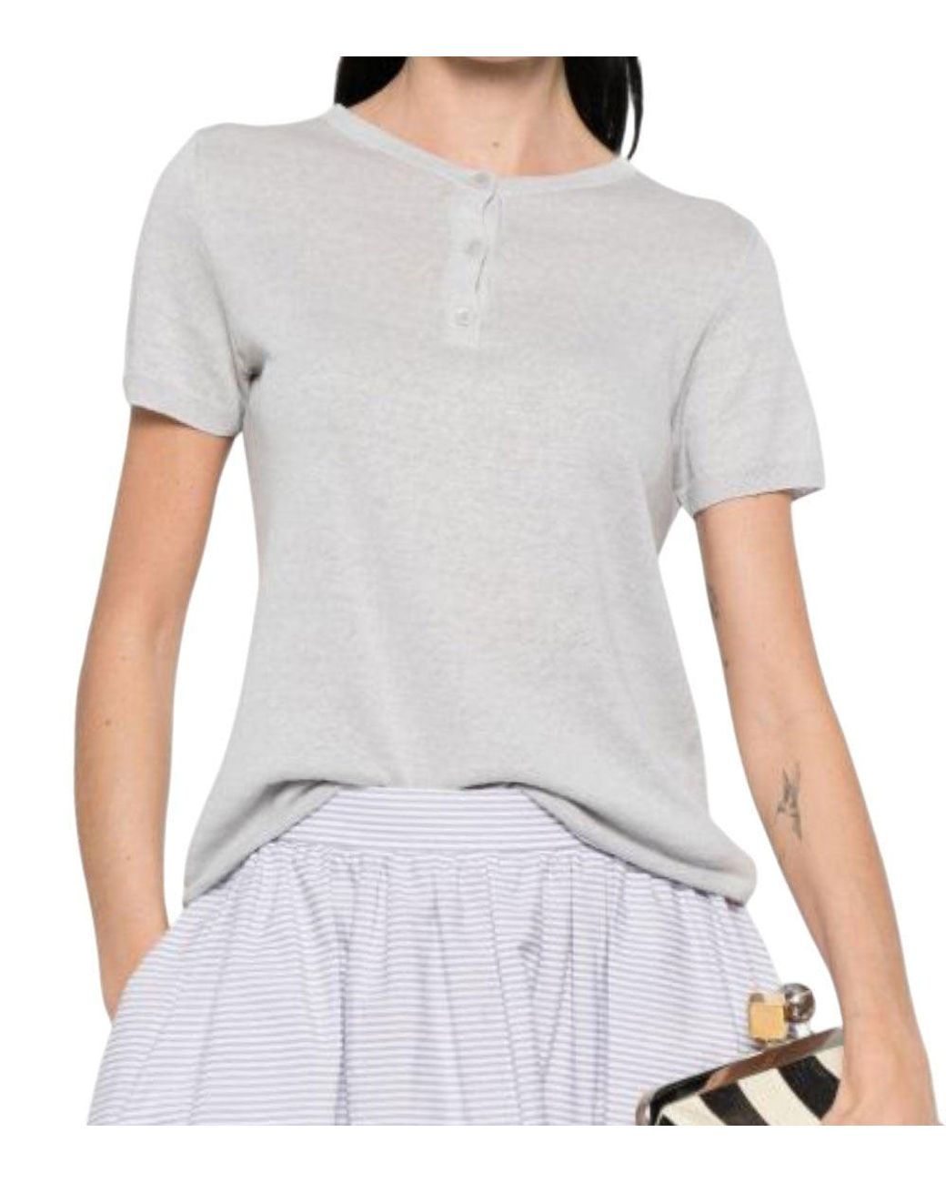 Base London White Solid Henley T-Shirt