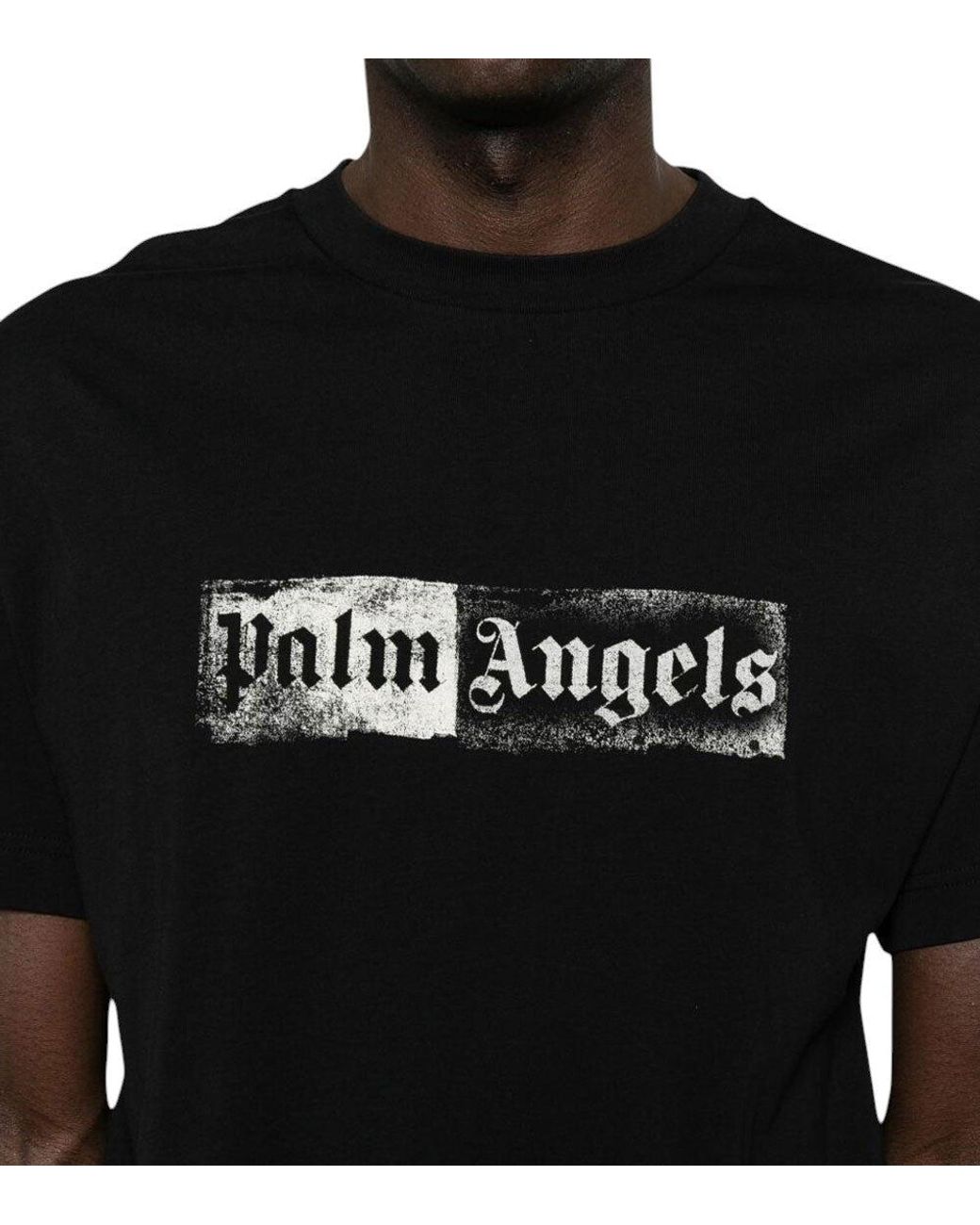 Palm Angels Black Regular Logo T-Shirt for men
