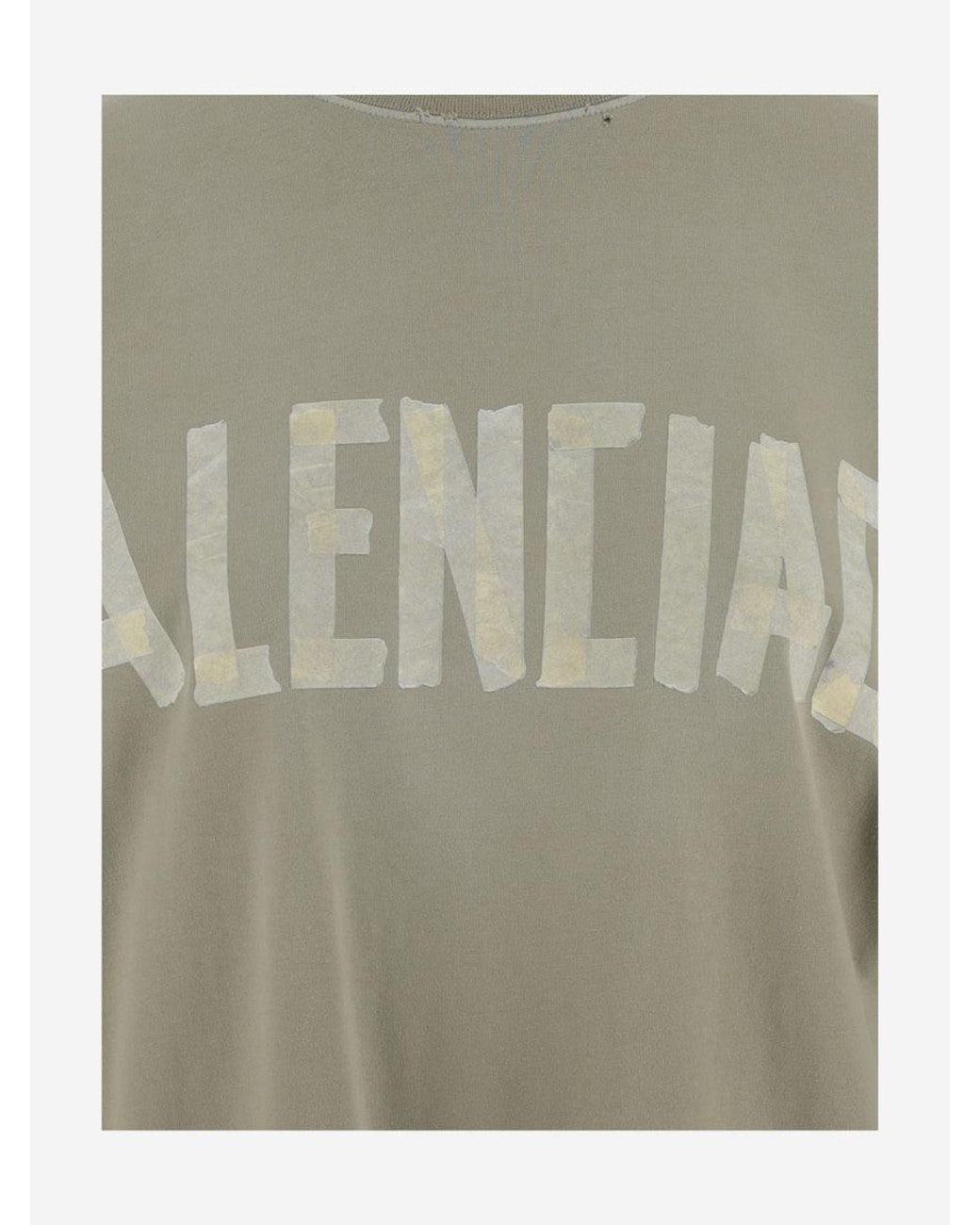 Balenciaga Green Sage Tape Type Cotton T-Shirt for men
