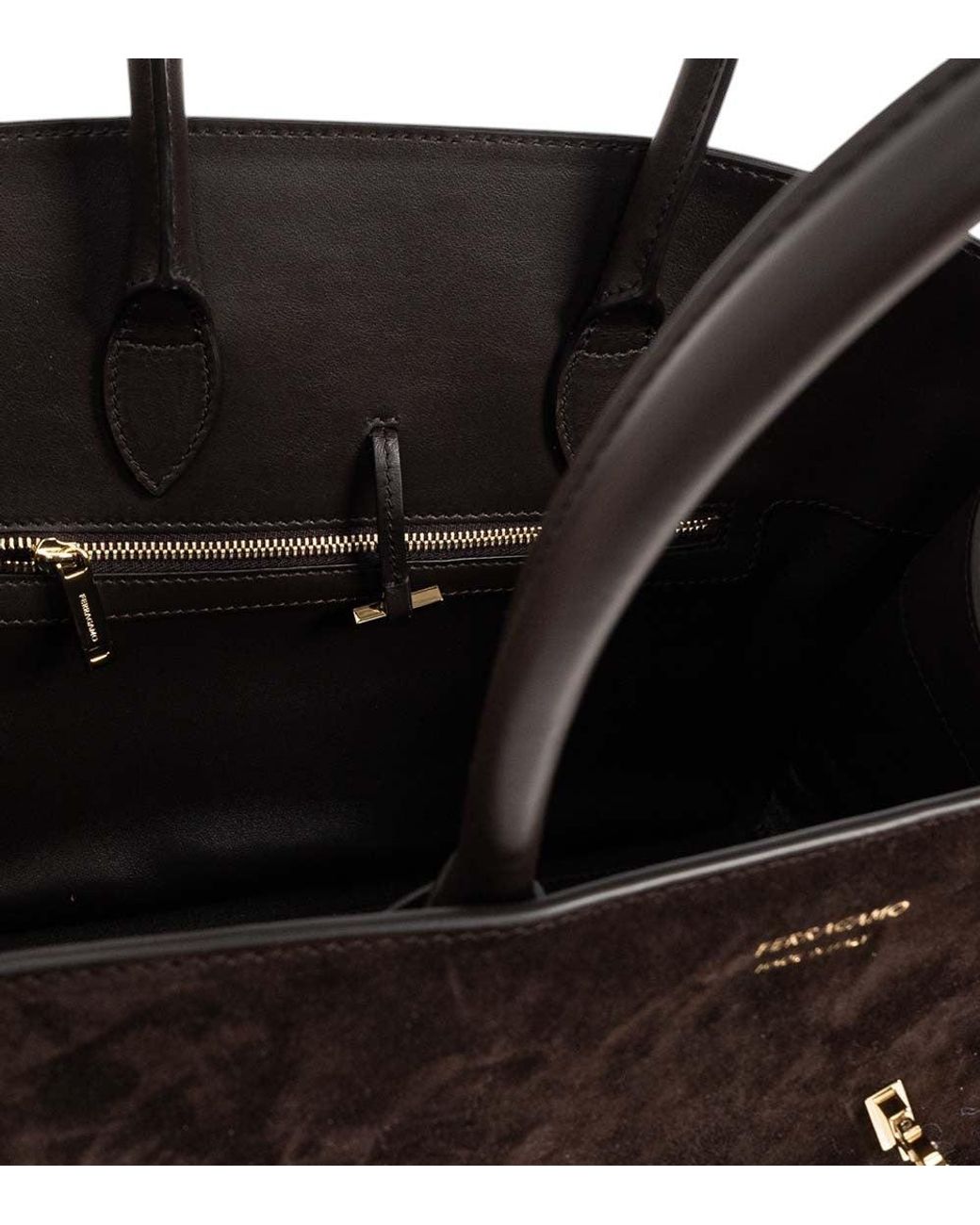 Ferragamo Black Dark Hug Medium Satchel